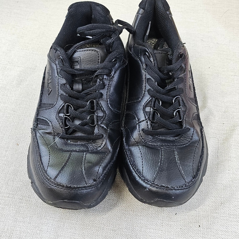 Fila US 8 EEEE Work Athletic Shoes Black Leather Upper Cushioned Wide Width